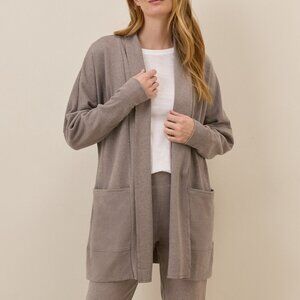 New Pact Airplane Wrap Cardigan in Deep Taupe Heather M/L
